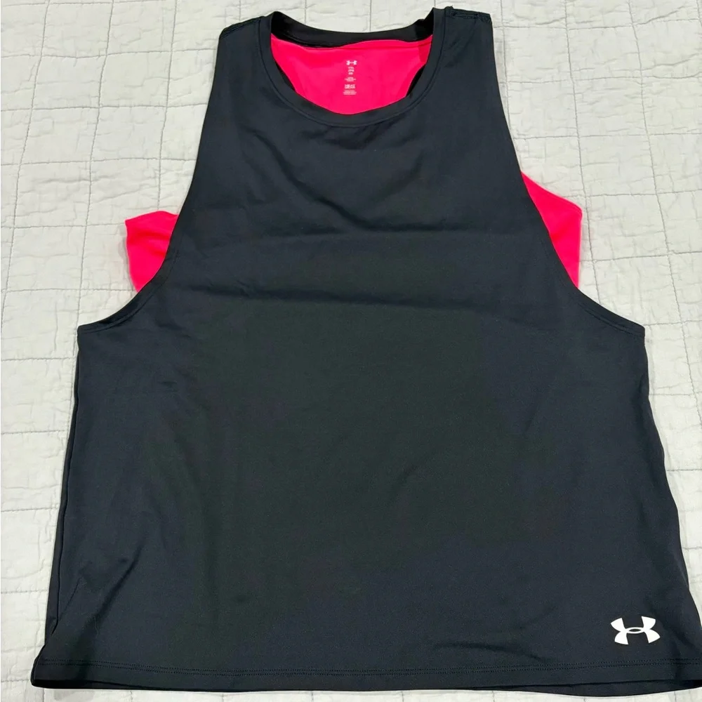 Under Armour Layered‎ Tank Black Pink Logo